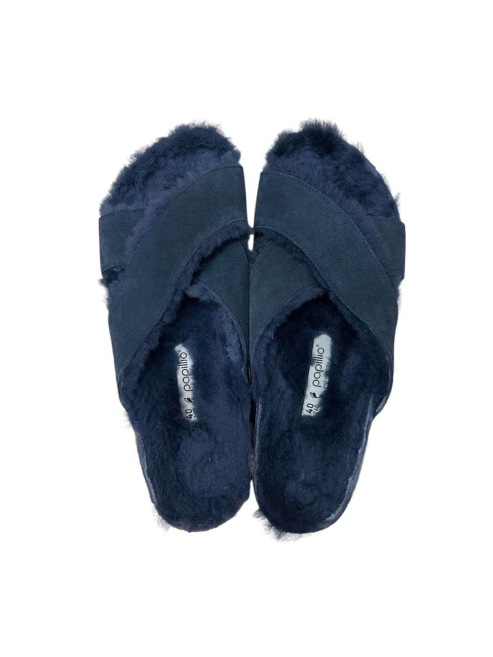 Birkenstock Women's Papillio, Daytona Platform Shearling Slide Navy